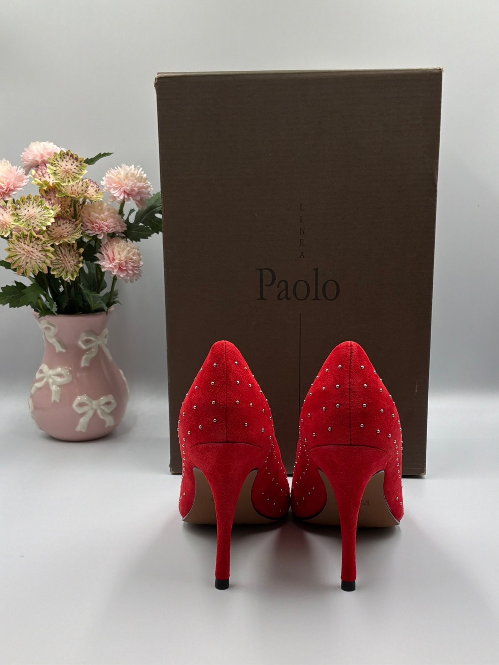Paolo Red Studded Pointed-Toe Stilettos - Picture 4 of 6